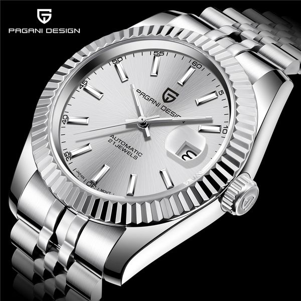 christmas gift pagani design luxury silver dial jubilee watch stainless steel automatic mechanical movement fashion watches men wristwatches, Slivery;brown 
christmas gift pagani design luxury silver dial jubilee watch stainless steel automatic mechanical movement fashion watches men wristwatches, Slivery;brown