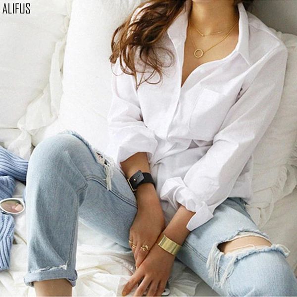 women's blouses & shirts 2021 spring solid color bottoming long-sleeved shirt simple loose and thin lapel women, White
women's blouses & shirts 2021 spring solid color bottoming long-sleeved shirt simple loose and thin lapel women, White