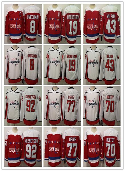 

mens washington capitals 8 alex ovechkin 43 tom wilson 77 oshie 19 nicklas backstrom 70 braden holtby kuznetsov stanley cup champions jersey, Black;red