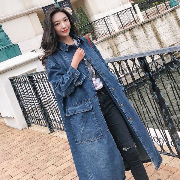 women's jackets 2021 women spring autumn long denim trench coat casual oversized single breasted retro washed cowboy loose outerwear fe, Black;brown
women's jackets 2021 women spring autumn long denim trench coat casual oversized single breasted retro washed cowboy loose outerwear fe, Black;brown