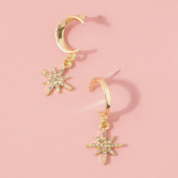 new style ladies popular personality european and american selling accessories ins fashion star and moon pendant earrings, Silver
new style ladies popular personality european and american selling accessories ins fashion star and moon pendant earrings, Silver