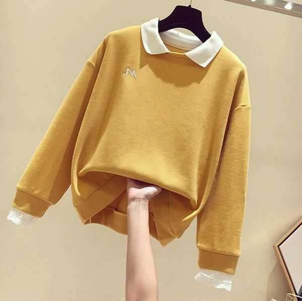 pma1z fake two autumn women fashion ins2020 new piece korean sweatersweater loose yellow splicing version sweater hoodless lapel thin, Black
pma1z fake two autumn women fashion ins2020 new piece korean sweatersweater loose yellow splicing version sweater hoodless lapel thin, Black