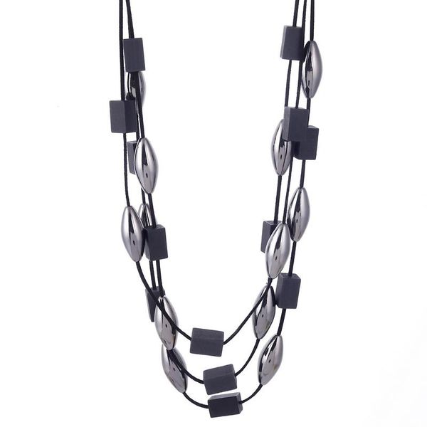 2020 fashion black wood necklace long multilayer statement chain big beads pendants necklaces women jewelry accessories 2 colors, Silver
2020 fashion black wood necklace long multilayer statement chain big beads pendants necklaces women jewelry accessories 2 colors, Silver