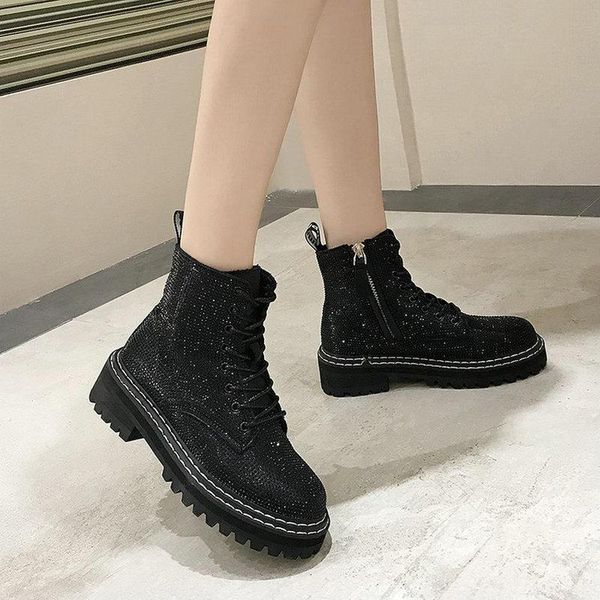 2021 winter women pumps dress boots platform fashion rhinestone lace up round toe mid heels snow botas women shoes, Black
2021 winter women pumps dress boots platform fashion rhinestone lace up round toe mid heels snow botas women shoes, Black