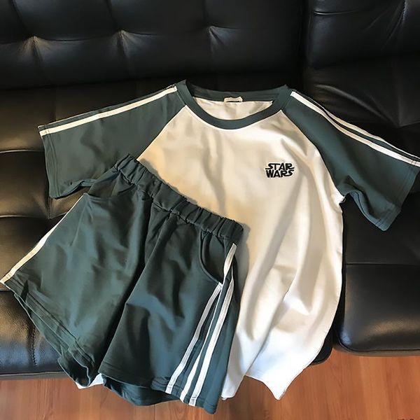 letter embroidery women set short sleeve o-neck tshirt shorts joggers two piece outfits large size summer casual women tracksuit, Gray
letter embroidery women set short sleeve o-neck tshirt shorts joggers two piece outfits large size summer casual women tracksuit, Gray