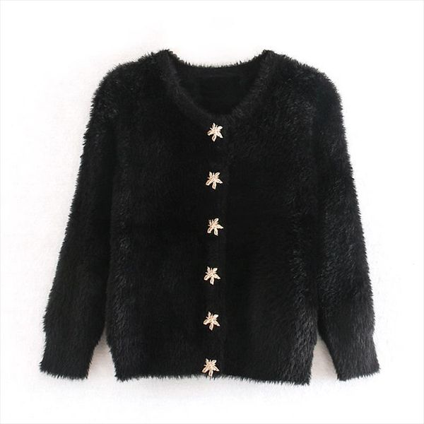 za 2019 mohair button decoration sweater women pearl long sleeve winter office lady ropa mujer elegant cardigan, White;black
za 2019 mohair button decoration sweater women pearl long sleeve winter office lady ropa mujer elegant cardigan, White;black