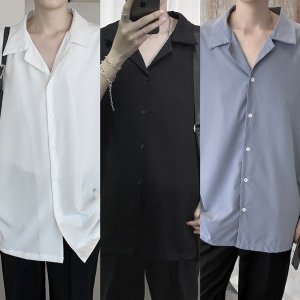 bk0xl ins summer small casual o1rpm 4 sleeve men's loose fresh couple's shirt versatile half sleeve bottomed shirt 7, Blue
bk0xl ins summer small casual o1rpm 4 sleeve men's loose fresh couple's shirt versatile half sleeve bottomed shirt 7, Blue