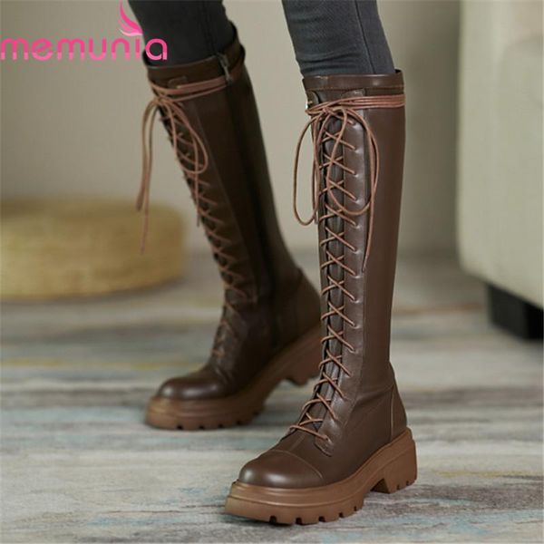 boots memunia 2021 arrival women genuine leather med heels round toe lace up winter knee high black brown
boots memunia 2021 arrival women genuine leather med heels round toe lace up winter knee high black brown
