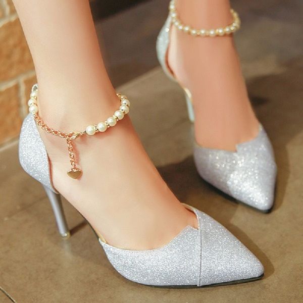 2019 early spring new 10cm pointed pearl chain buckle high heels fashion wild silver matte bridesmaid shoes wedding shoes. 1007, Black;white
2019 early spring new 10cm pointed pearl chain buckle high heels fashion wild silver matte bridesmaid shoes wedding shoes. 1007, Black;white
