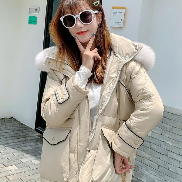 new simulation fur collar coat women's loose thick warm down jacket white duck down short parka coat 2020 model1, Black
new simulation fur collar coat women's loose thick warm down jacket white duck down short parka coat 2020 model1, Black