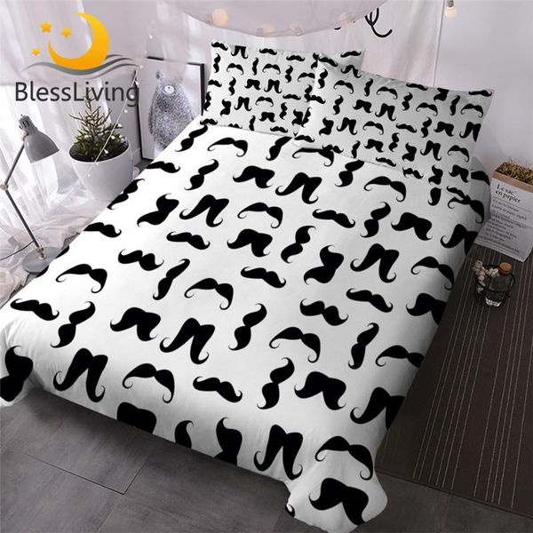 blessliving mustaches bedding set black and white hipster comforter cover 3-piece cute bed cover set for boy man parrure de lit 
blessliving mustaches bedding set black and white hipster comforter cover 3-piece cute bed cover set for boy man parrure de lit