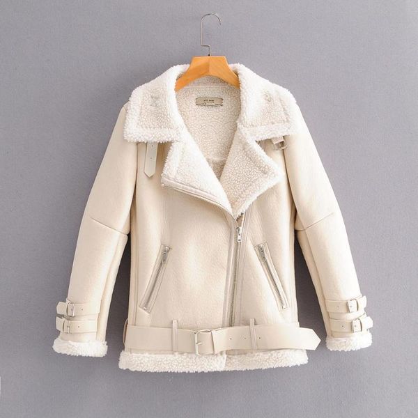 women's leather & faux women beige fur jacket coat with belt turn down collar ladies 2021 winter thick warm oversized, Black
women's leather & faux women beige fur jacket coat with belt turn down collar ladies 2021 winter thick warm oversized, Black
