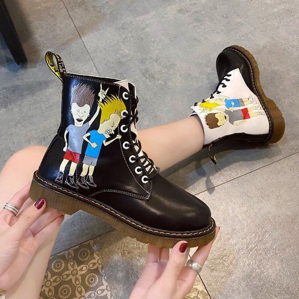 2020 autumn new fashion women's snow boots british style retro lace-up cartoon character print ankle booties shoes for women hot, Black
2020 autumn new fashion women's snow boots british style retro lace-up cartoon character print ankle booties shoes for women hot, Black