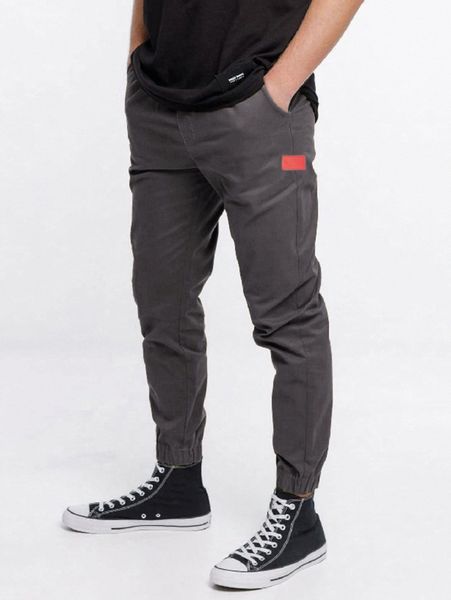men patched tapered pants s7v9#, Black