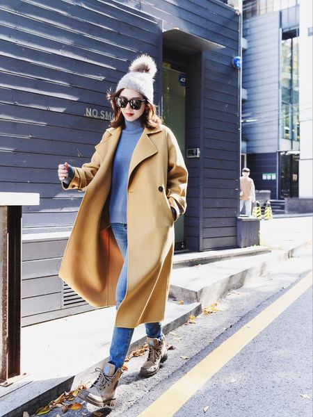women's wool & blends 2021 winter temperament cashmere double-sided coat over the knee long female models fashion loose, Black
women's wool & blends 2021 winter temperament cashmere double-sided coat over the knee long female models fashion loose, Black