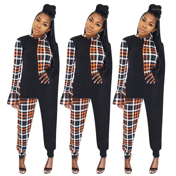 womens clothing 2 piece set plaid printed panelled solid color trousers suits autumn casual clothing asymmetrical butterfly sleeve, White
womens clothing 2 piece set plaid printed panelled solid color trousers suits autumn casual clothing asymmetrical butterfly sleeve, White