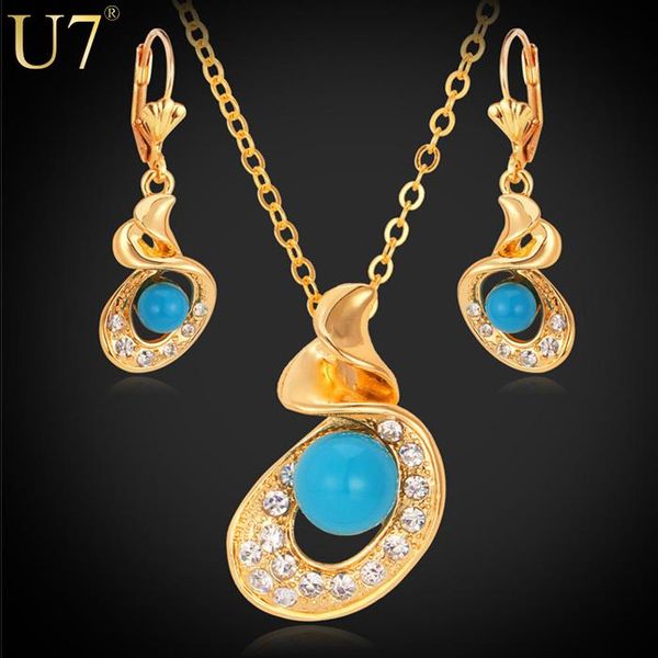 u7 simulated pearl necklace set women's gift trendy gold color blue syntietic pearl necklace earrings jewelry sets s485, Silver
u7 simulated pearl necklace set women's gift trendy gold color blue syntietic pearl necklace earrings jewelry sets s485, Silver