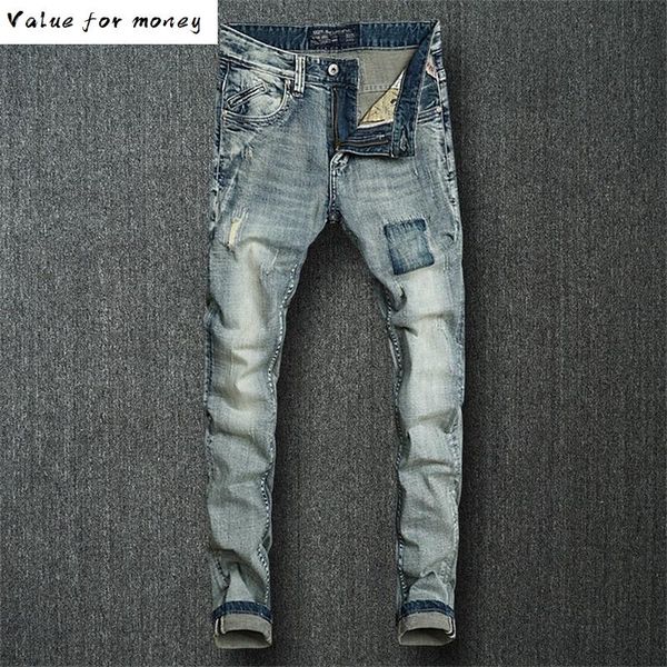 мода дизайн vintage мужские джинсы стрейч slim fit эластичный хлопок джинсовые брюки высокого качества классические джинсы для мужчин разорв, Blue
мода дизайн vintage мужские джинсы стрейч slim fit эластичный хлопок джинсовые брюки высокого качества классические джинсы для мужчин разорв, Blue
