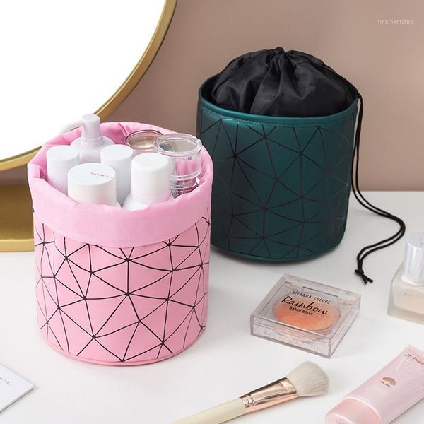 barrel-shaped cosmetics women large-capacity makeup bag pu rhombic drawstring travel organizer box cosmetic bag makeup pouch1
barrel-shaped cosmetics women large-capacity makeup bag pu rhombic drawstring travel organizer box cosmetic bag makeup pouch1