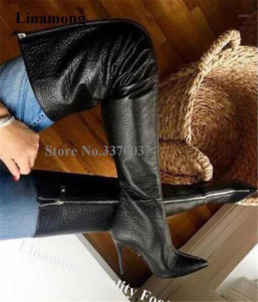 boots linamong women elegant pointed toe stiletto heel over knee front zipper-up pattern leather long high boots1, Black
boots linamong women elegant pointed toe stiletto heel over knee front zipper-up pattern leather long high boots1, Black
