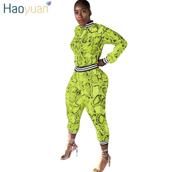 haoyuan neon snake print two piece set women tracksuit festival crop and pant fall 2piece outfits plus size matching sets y200824, Gray
haoyuan neon snake print two piece set women tracksuit festival crop and pant fall 2piece outfits plus size matching sets y200824, Gray