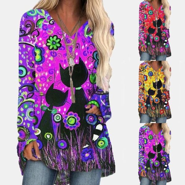 women's blouses & shirts halloween casual cat print long blouse women autumn sleeve v-neck pullover ladies plus size streetwear blusa, White
women's blouses & shirts halloween casual cat print long blouse women autumn sleeve v-neck pullover ladies plus size streetwear blusa, White