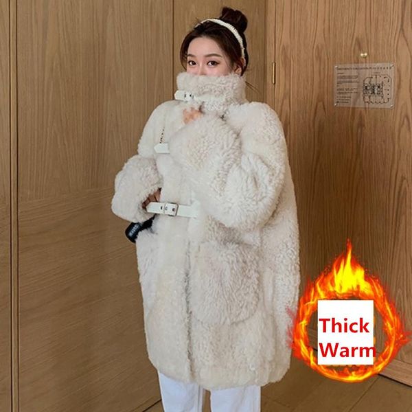 women's fur & faux plush cotton padded thick lamb jacket for winter 2021 warm long coat plus size jackets female outwear, Black
women's fur & faux plush cotton padded thick lamb jacket for winter 2021 warm long coat plus size jackets female outwear, Black