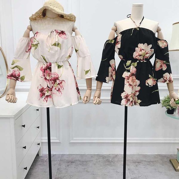 2020 summer rompers womens jumpsuit beach style neck shoulder exposed line collar floral printing horn sleeve pants female1, Black;white
2020 summer rompers womens jumpsuit beach style neck shoulder exposed line collar floral printing horn sleeve pants female1, Black;white