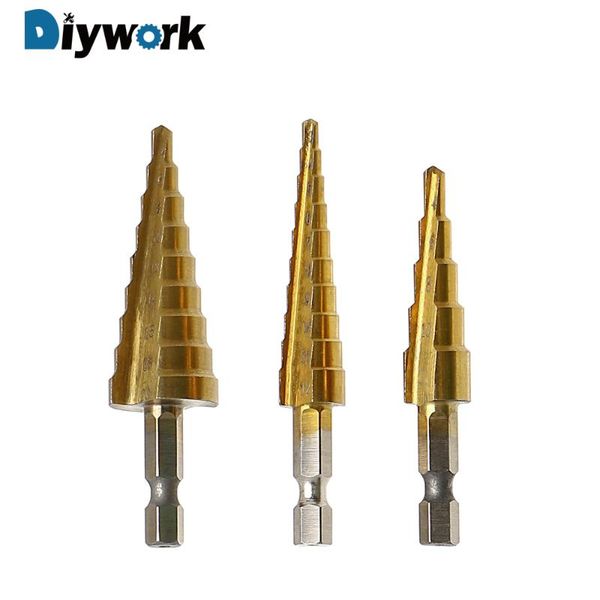 diywork titanium plating pratical step drill high speed steel wood metal drilling 3-12mm 4-12mm 4-20mm hand tools set
diywork titanium plating pratical step drill high speed steel wood metal drilling 3-12mm 4-12mm 4-20mm hand tools set