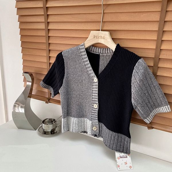 short style individual color contrast knitted women sesame paste splicing knitted short sleeve v-neck cardigan new buttonbutton butt, White;black
short style individual color contrast knitted women sesame paste splicing knitted short sleeve v-neck cardigan new buttonbutton butt, White;black