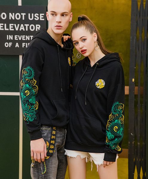 autumn and winter new fashion brand dragon embroidered cotton pure chinese design male sweater amd feminine hoodie f4x2, Black
autumn and winter new fashion brand dragon embroidered cotton pure chinese design male sweater amd feminine hoodie f4x2, Black