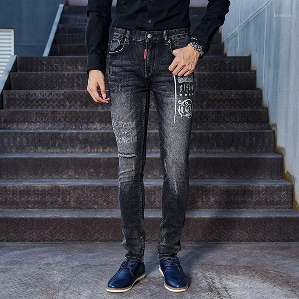 fashion streetwear men jeans black color elastic slim fit ripped jeans printed designer hip hip denim long pants1, Blue
fashion streetwear men jeans black color elastic slim fit ripped jeans printed designer hip hip denim long pants1, Blue