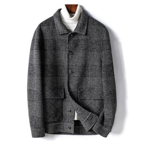 men's new fall / winter 2020 double faced nylon short woolen tweed plaid jacket coat fashion, Black
men's new fall / winter 2020 double faced nylon short woolen tweed plaid jacket coat fashion, Black