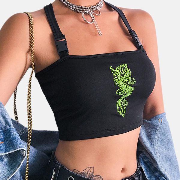chinese style street clothing women's sling dragon embroidery buckle crisscross holiday blouse summer fashion comfortable short, Black;white
chinese style street clothing women's sling dragon embroidery buckle crisscross holiday blouse summer fashion comfortable short, Black;white