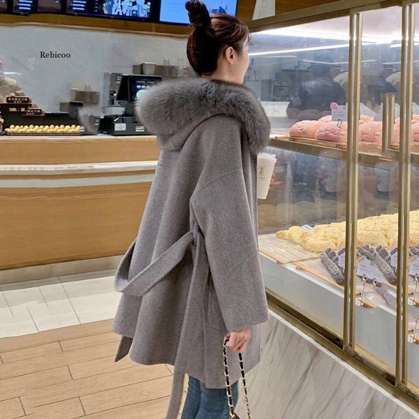 women's fur & faux fake coat winter jacket women thick fluffy collar hood cashmere wool blends x-long outerwear streetwear korea, Black
women's fur & faux fake coat winter jacket women thick fluffy collar hood cashmere wool blends x-long outerwear streetwear korea, Black