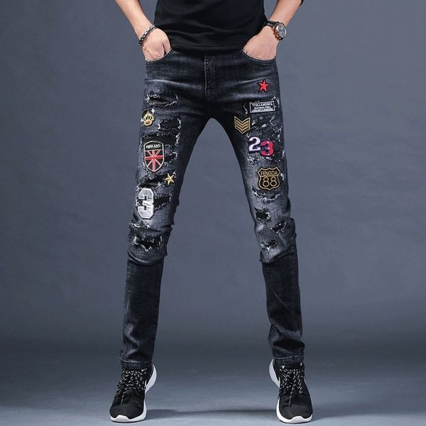 fxdnb jeansembroidered perforated black jeans men's slim fit beggarspants jeans and trendy jeansspring and autumn fashion versatile emb, Blue
fxdnb jeansembroidered perforated black jeans men's slim fit beggarspants jeans and trendy jeansspring and autumn fashion versatile emb, Blue