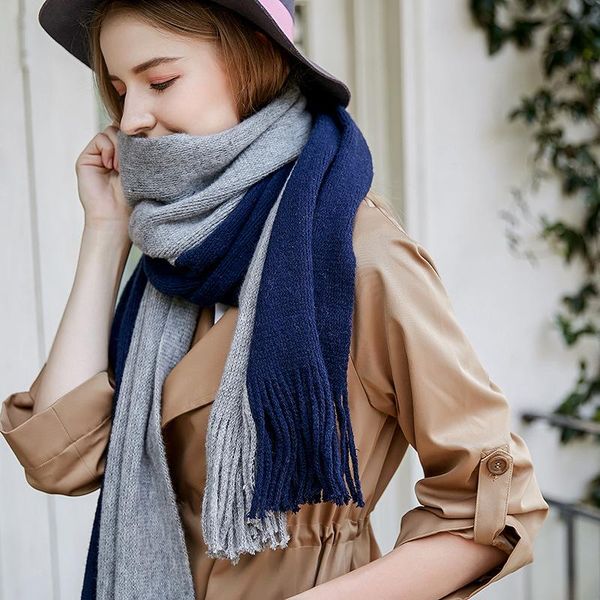 scarves 2021 cashmere-like couple scarf in autumn and winter, pure color vertical strip stitching warm pulled wool shawl, Blue;gray
scarves 2021 cashmere-like couple scarf in autumn and winter, pure color vertical strip stitching warm pulled wool shawl, Blue;gray