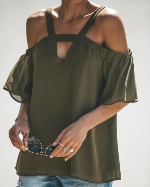 women summer chiffon v-neck flare short sleeve ladies blouse plus size chiffon strapless blouse pullover clothing1, White
women summer chiffon v-neck flare short sleeve ladies blouse plus size chiffon strapless blouse pullover clothing1, White