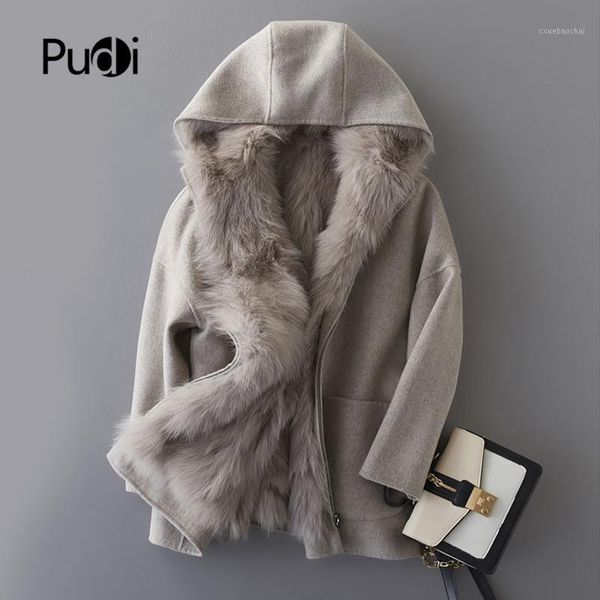pudi women real wool coat lady natural fur lining with hood leisure fall/winter wool long outwear coats b41281, Black 
pudi women real wool coat lady natural fur lining with hood leisure fall/winter wool long outwear coats b41281, Black