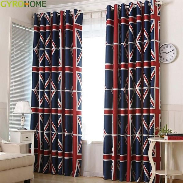 cartoon union jack design shading blackout curtains for living room boys bedroom1