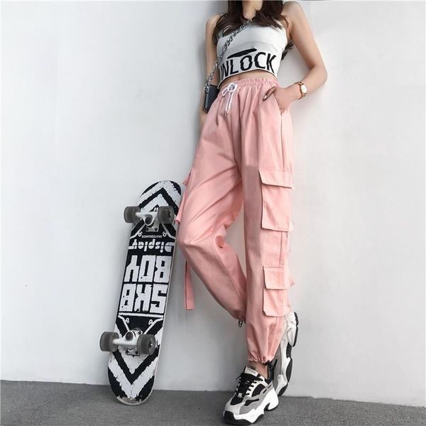 female 2021 new beautiful cargo high pocket jogger elastic waistband loose pants streetwear jgsz, Black;white
female 2021 new beautiful cargo high pocket jogger elastic waistband loose pants streetwear jgsz, Black;white