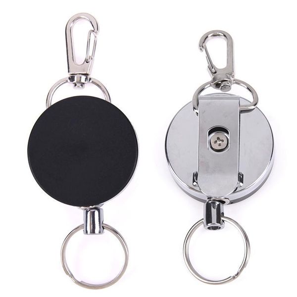 1pcs Steel Wire Rope Elastic Keychain Sporty Retractable Key Ring Lost Keychain Safety Buckle Id Card Holder Clips H Wmtppc