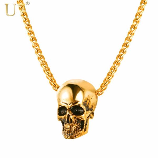 pendant necklaces u7 halloween jewelry skull necklace stainless steel gothic biker & chain for men/women punk gift gold/black color p1133, Silver
pendant necklaces u7 halloween jewelry skull necklace stainless steel gothic biker & chain for men/women punk gift gold/black color p1133, Silver