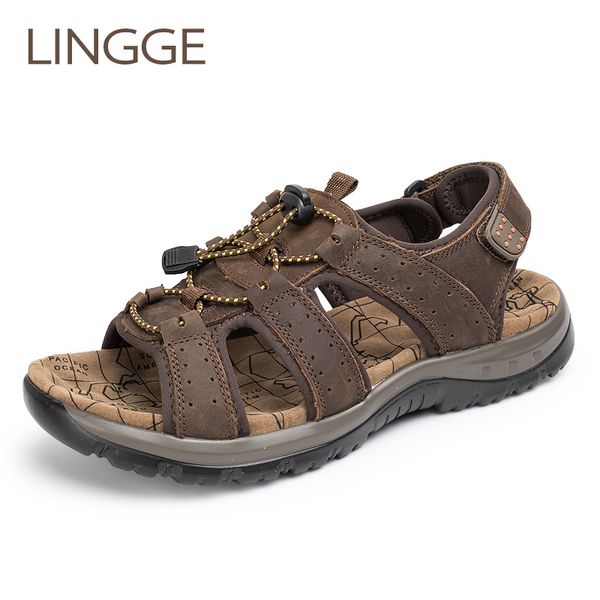 lingge brand genuine leather sandals summer men shoes large size men's sandals rubber sole men shoes beach big size slippers t200420, Black
lingge brand genuine leather sandals summer men shoes large size men's sandals rubber sole men shoes beach big size slippers t200420, Black