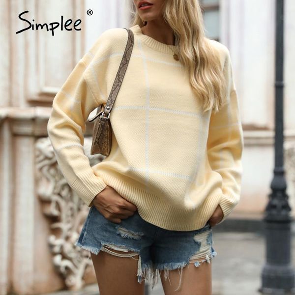 simplee casual checkerboard plaid pullover loose blue drop shoulder sleeve knitted sweater street style autumn winter 2020 new, White;black
simplee casual checkerboard plaid pullover loose blue drop shoulder sleeve knitted sweater street style autumn winter 2020 new, White;black