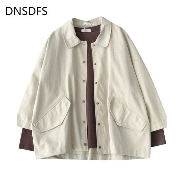 fashion women jacket turn down collar pocket coats autumn spring clothing korean solid button up loose jacket women's solid ropa, Black;brown
fashion women jacket turn down collar pocket coats autumn spring clothing korean solid button up loose jacket women's solid ropa, Black;brown