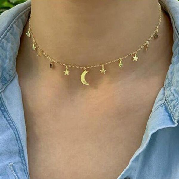 chains trendy geometric moon star pendant choker necklaces for women female gold clavicle chain chocker necklace jewelry colar collars, Silver
chains trendy geometric moon star pendant choker necklaces for women female gold clavicle chain chocker necklace jewelry colar collars, Silver