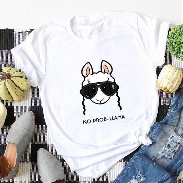 plus size t shirts 2021 summer tshirt women no prob llama t shirt cartoon head print short sleeve cotton casual ladies, White
plus size t shirts 2021 summer tshirt women no prob llama t shirt cartoon head print short sleeve cotton casual ladies, White