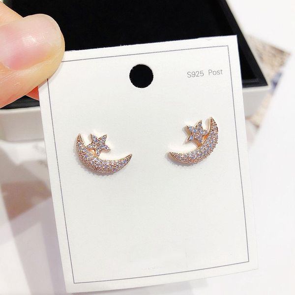 delicate micro paved cubic zirconia star moon stud earrings rose gold color women earrings jewelry, Golden;silver
delicate micro paved cubic zirconia star moon stud earrings rose gold color women earrings jewelry, Golden;silver