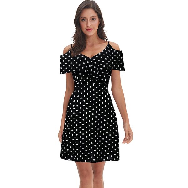 elegant polka dot dress summer women beach dress v-neck floral girl dresses m30247, Black;white
elegant polka dot dress summer women beach dress v-neck floral girl dresses m30247, Black;white